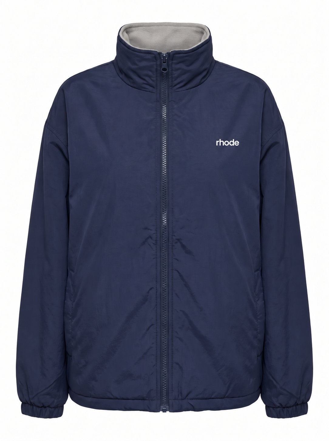 Funnel Neck Nylon Jacket - Navy with rhode chest logo