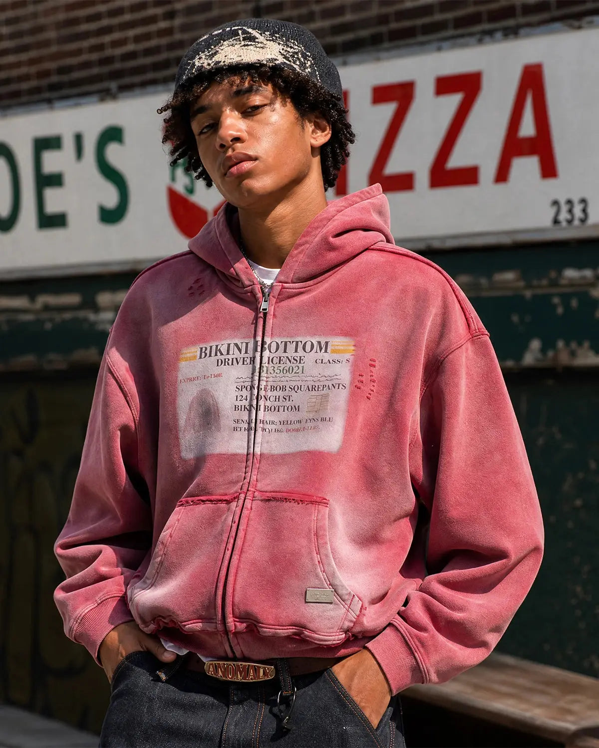 Washed License Zip Hoodie