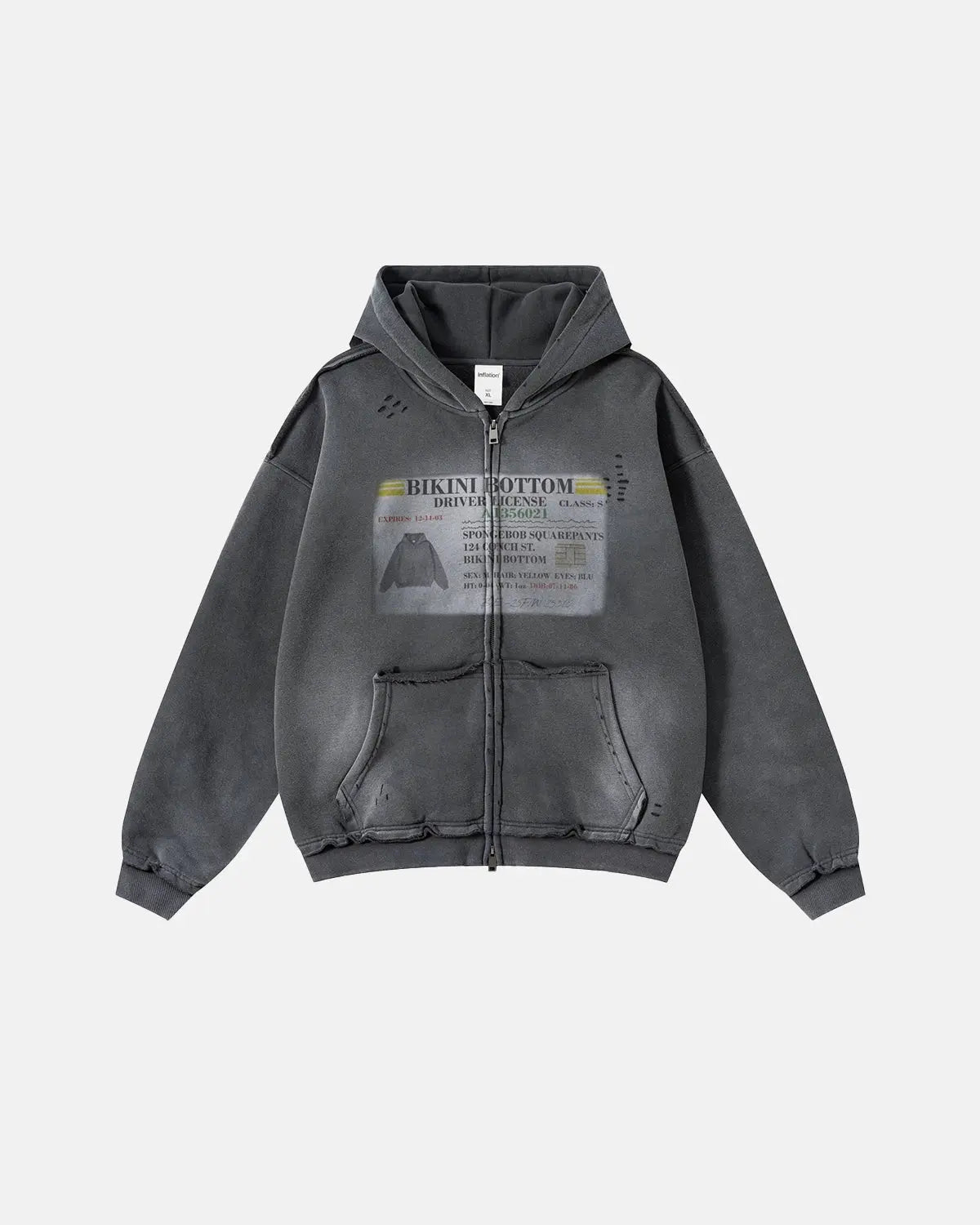 Washed License Zip Hoodie