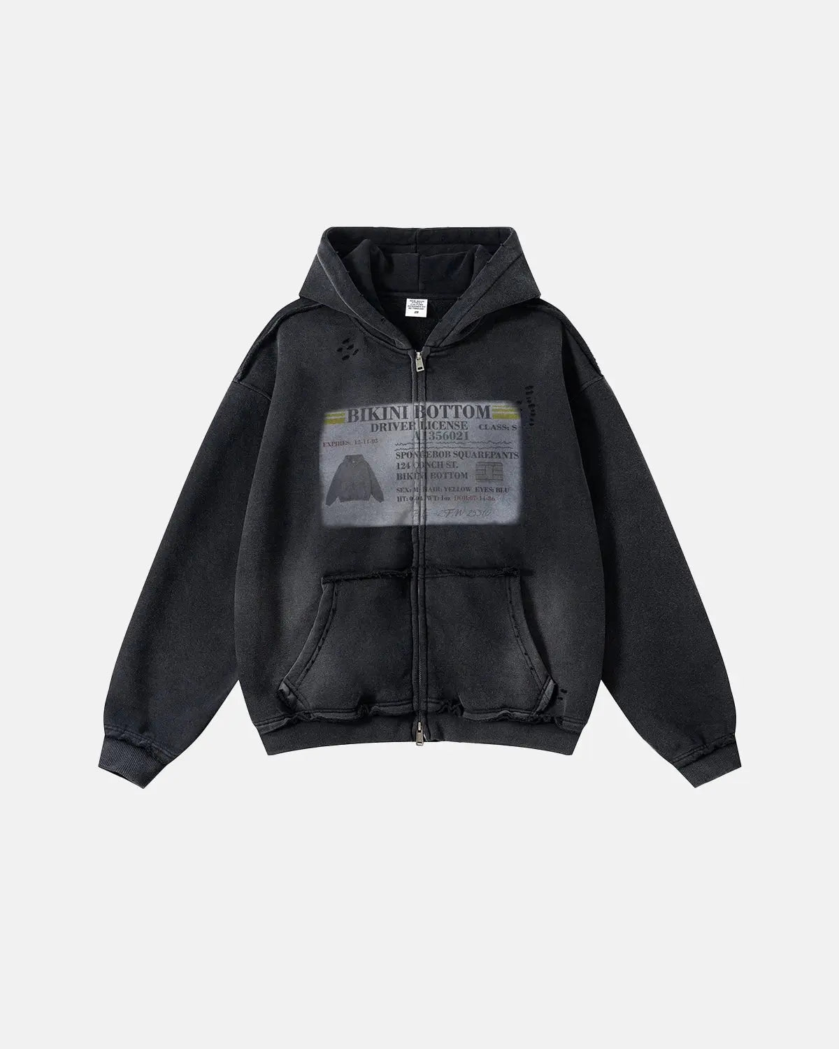 Washed License Zip Hoodie
