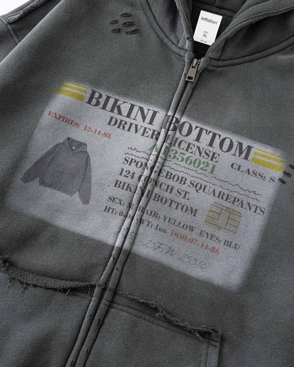 Washed License Zip Hoodie