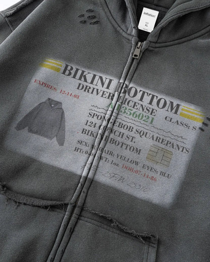 Washed License Zip Hoodie