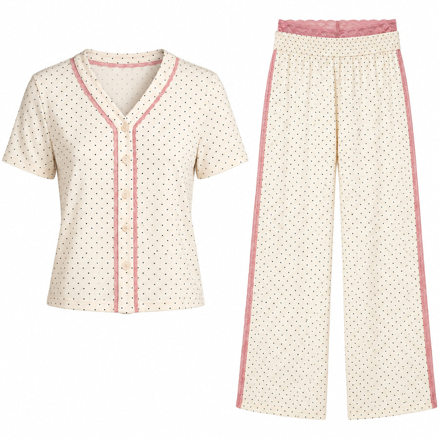 Polka Dot Lace Pajama Set