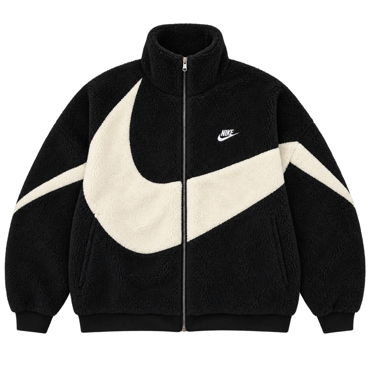Black / Cream Swoosh Fleece — Front