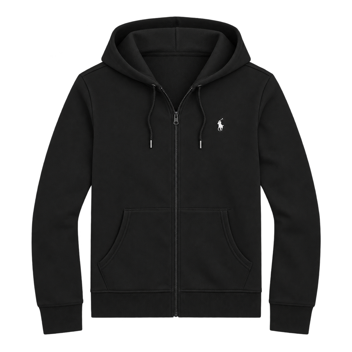 Black Zip Hoodie — Front
