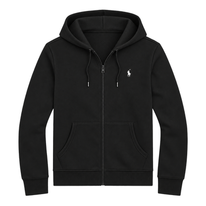 Black Zip Hoodie — Front