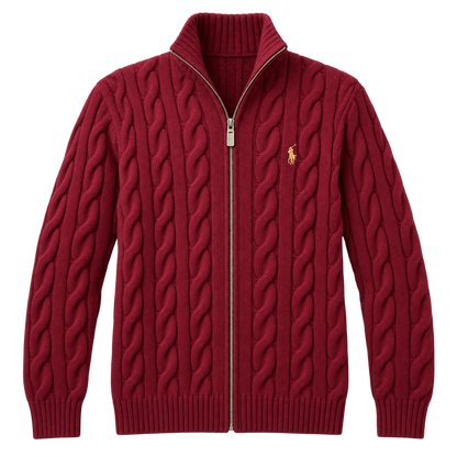 Burgundy Cable Full Zip — Front