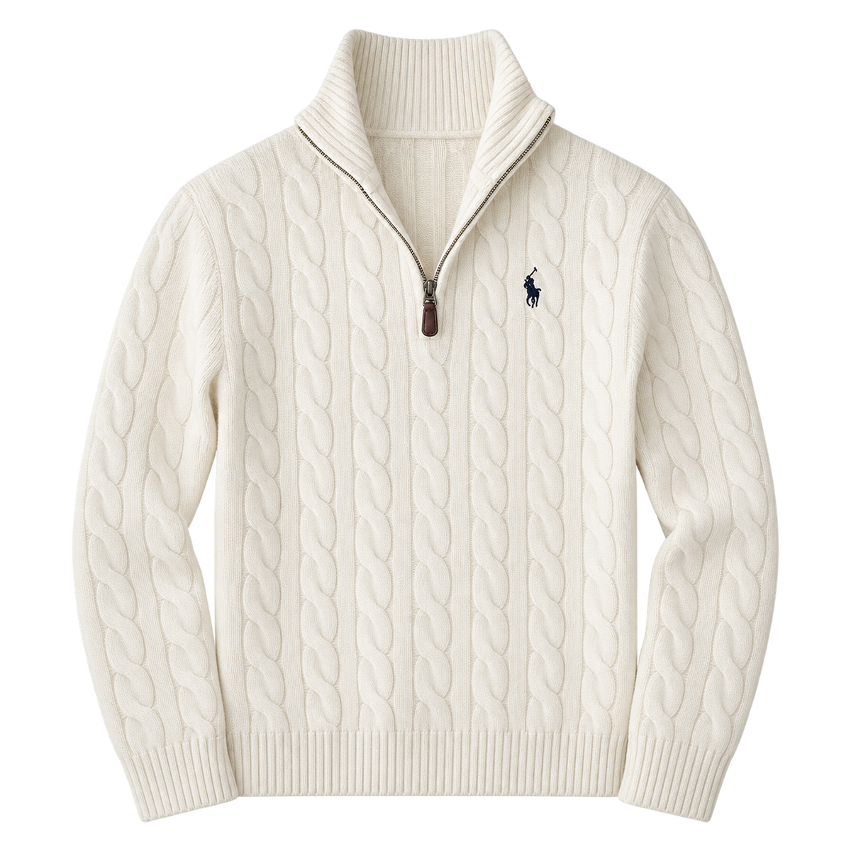 Cream Cable Quarter Zip — Front