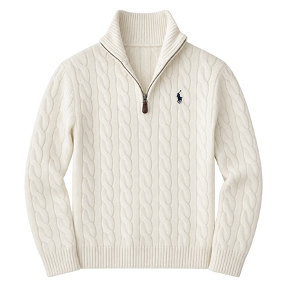 Cream Cable Quarter Zip — Front