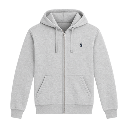 Gray Zip Hoodie — Front