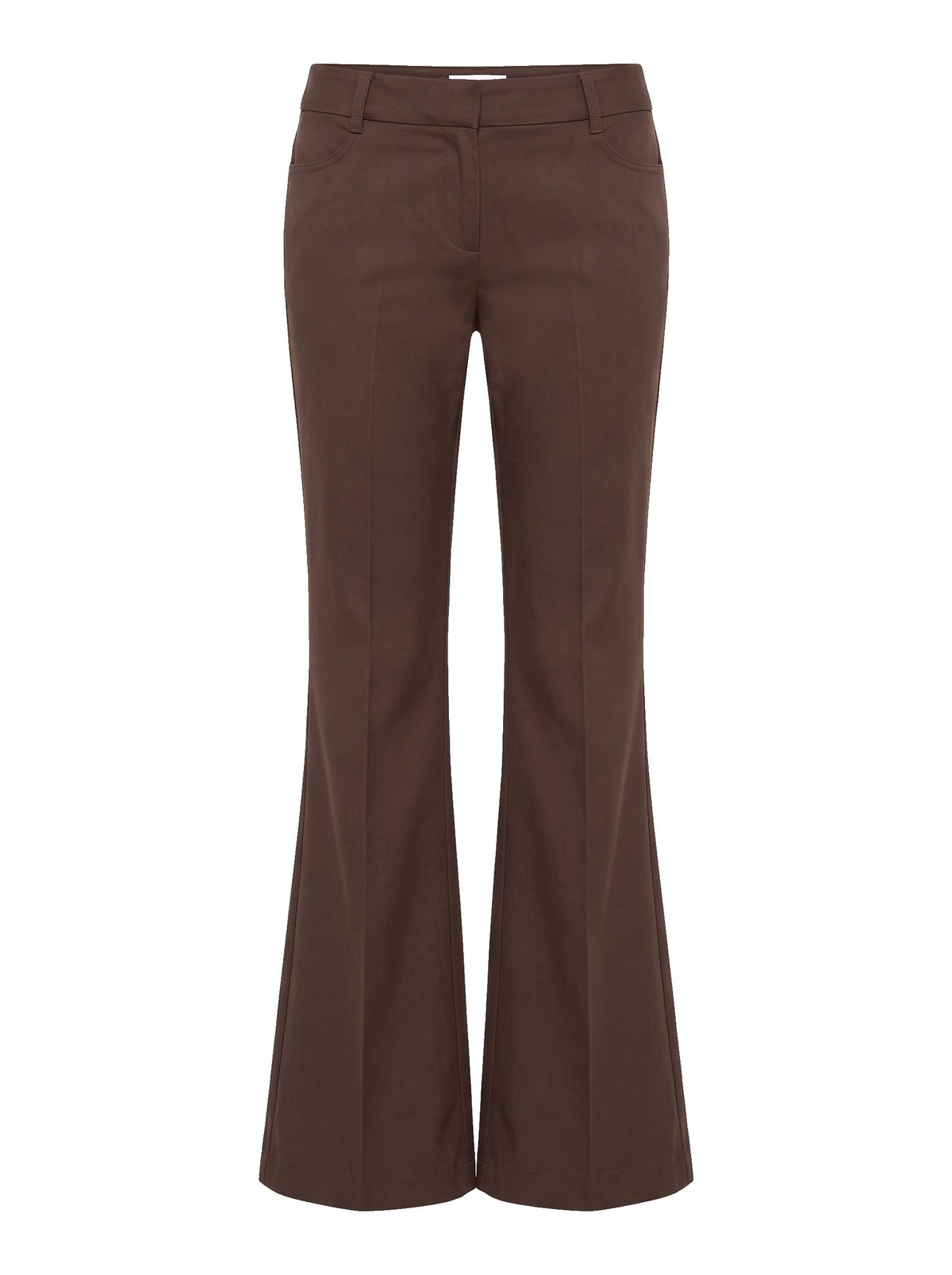Low Rise Flare Trousers - Brown