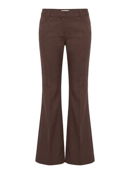 Low Rise Flare Trousers - Brown