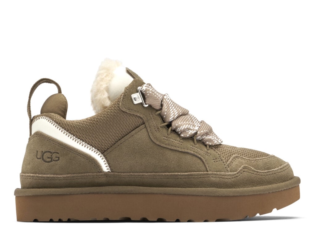 Taupe lace-up sneakers — original product photo