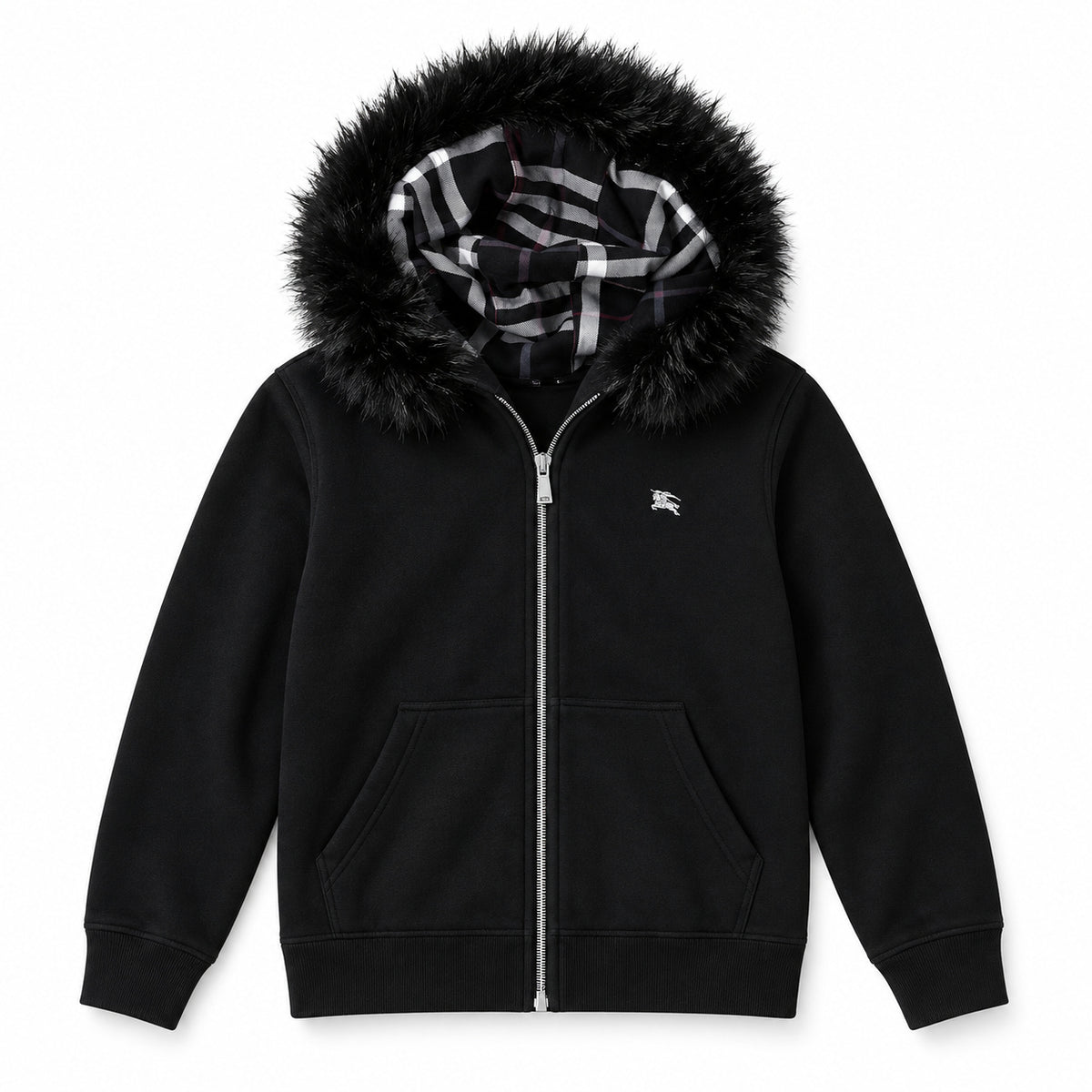 Black Fur Hood — studio front view