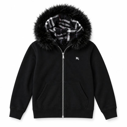 Black Fur Hood — studio front view