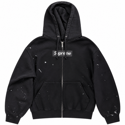 Paint Fleck Zip - Black