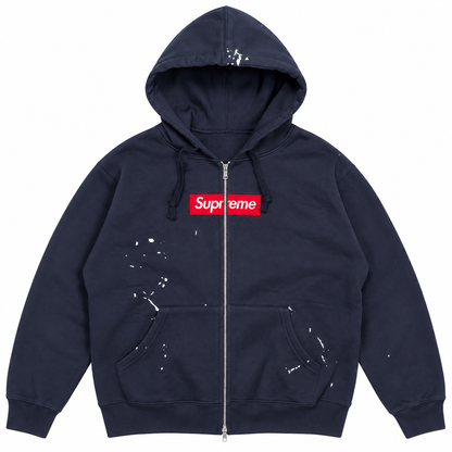 Paint Fleck Zip - Navy