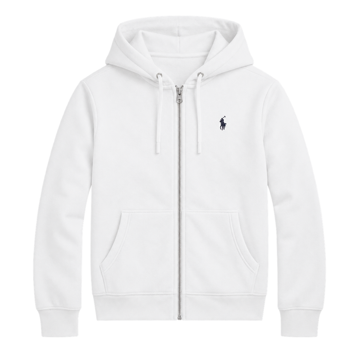 White Zip Hoodie — Front