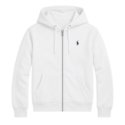 White Zip Hoodie — Front